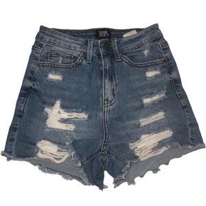 Simple Society Blue Jean High Waist Cut Off Shorts EUC